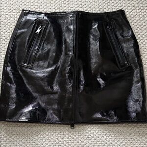 Lamarque Shiny Black Mini Skirt - Thick with zipper back
